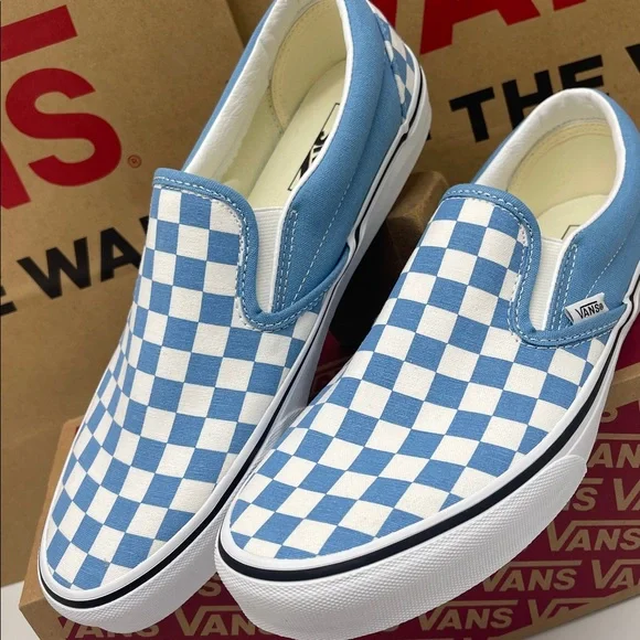 Vans •WMNS Classic Slip-On
Color Theory Checkerboard Heritage Blue 
VN000D6BE2W - Picture 8 of 16